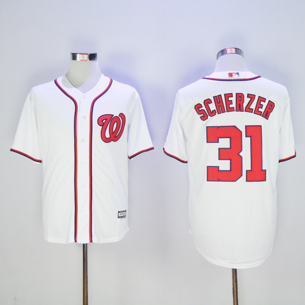 Men Washington Nationals #31 Scherzer White MLB Jerseys